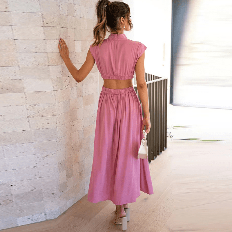 Cut-Out Pleated Midi Dress