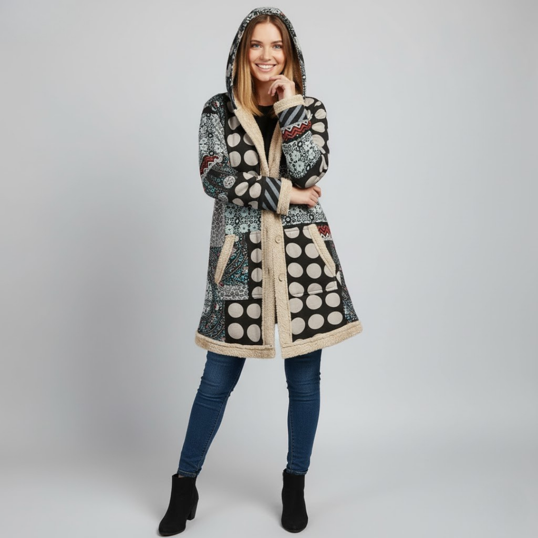 Patterned Hooded Winter Coat