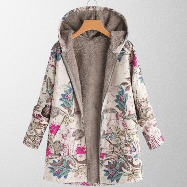 Patterned Hooded Winter Coat