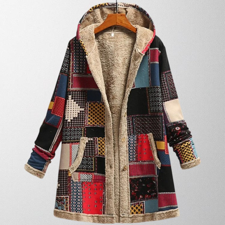 Patterned Hooded Winter Coat