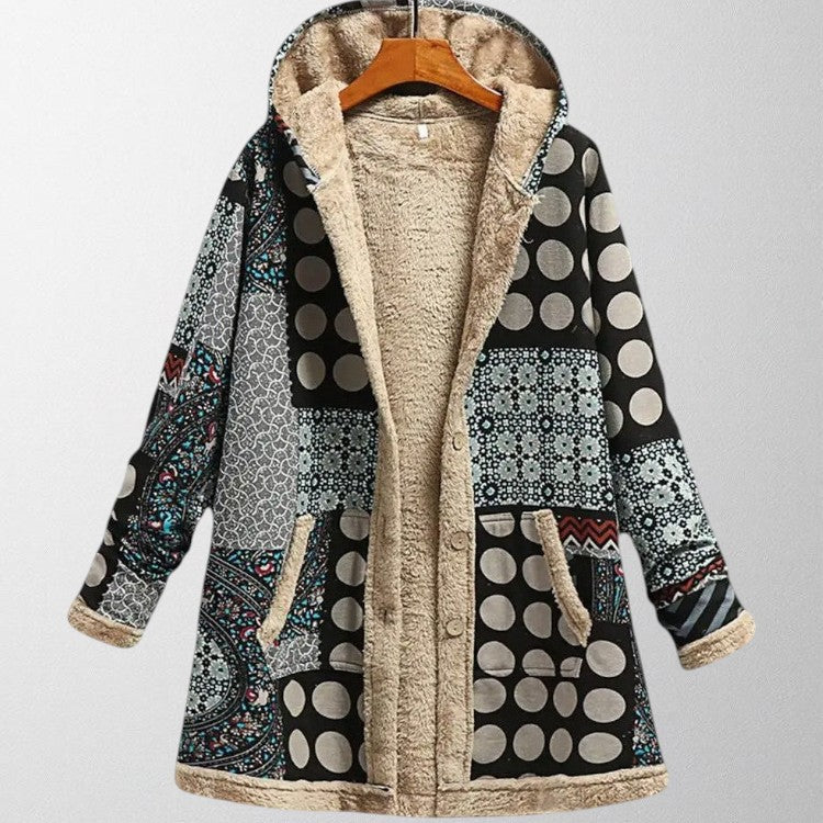 Patterned Hooded Winter Coat