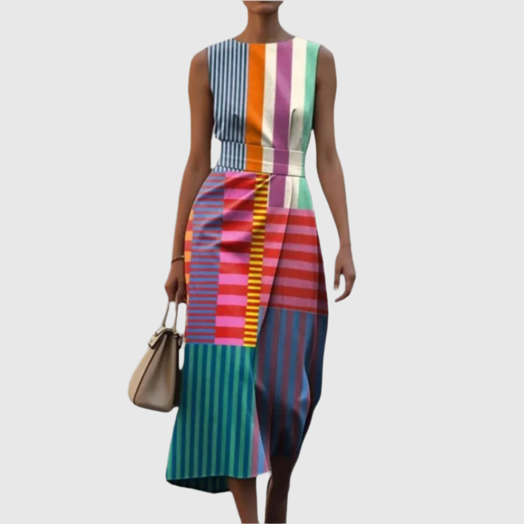 Geometric Colourblock Midi Dress
