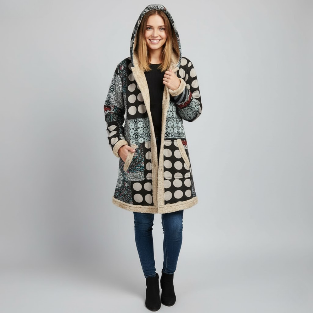 Patterned Hooded Winter Coat
