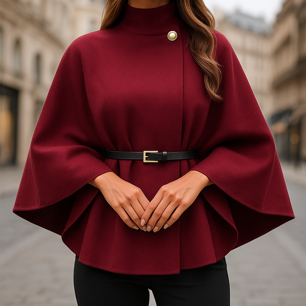 Faux Cotton Buckle Cape