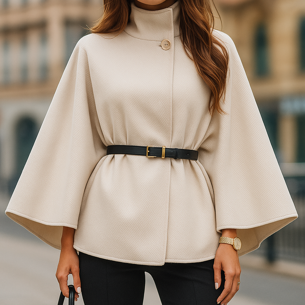 Faux Cotton Buckle Cape