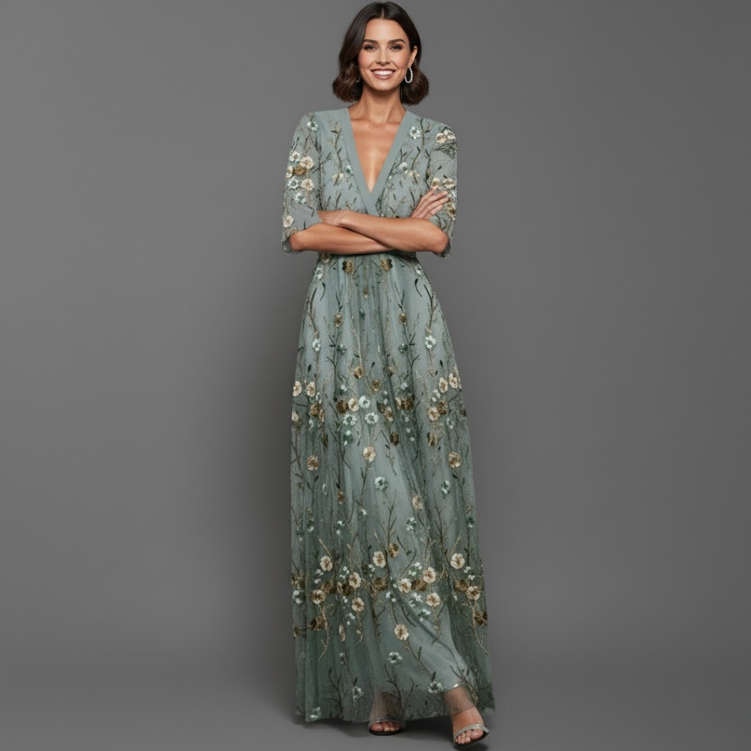 Embroidered Floral Maxi Dress
