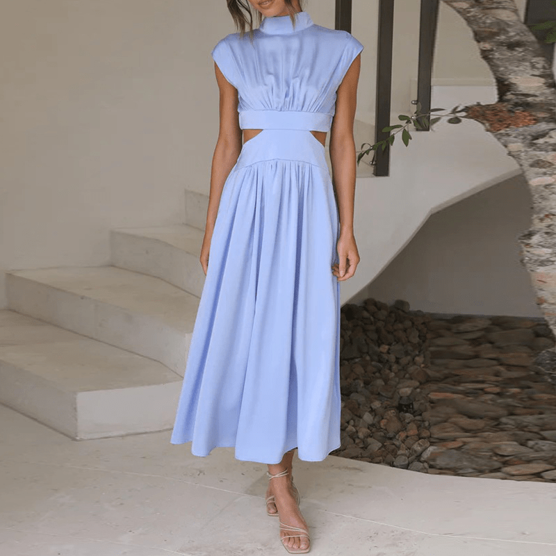Cut-Out Pleated Midi Dress