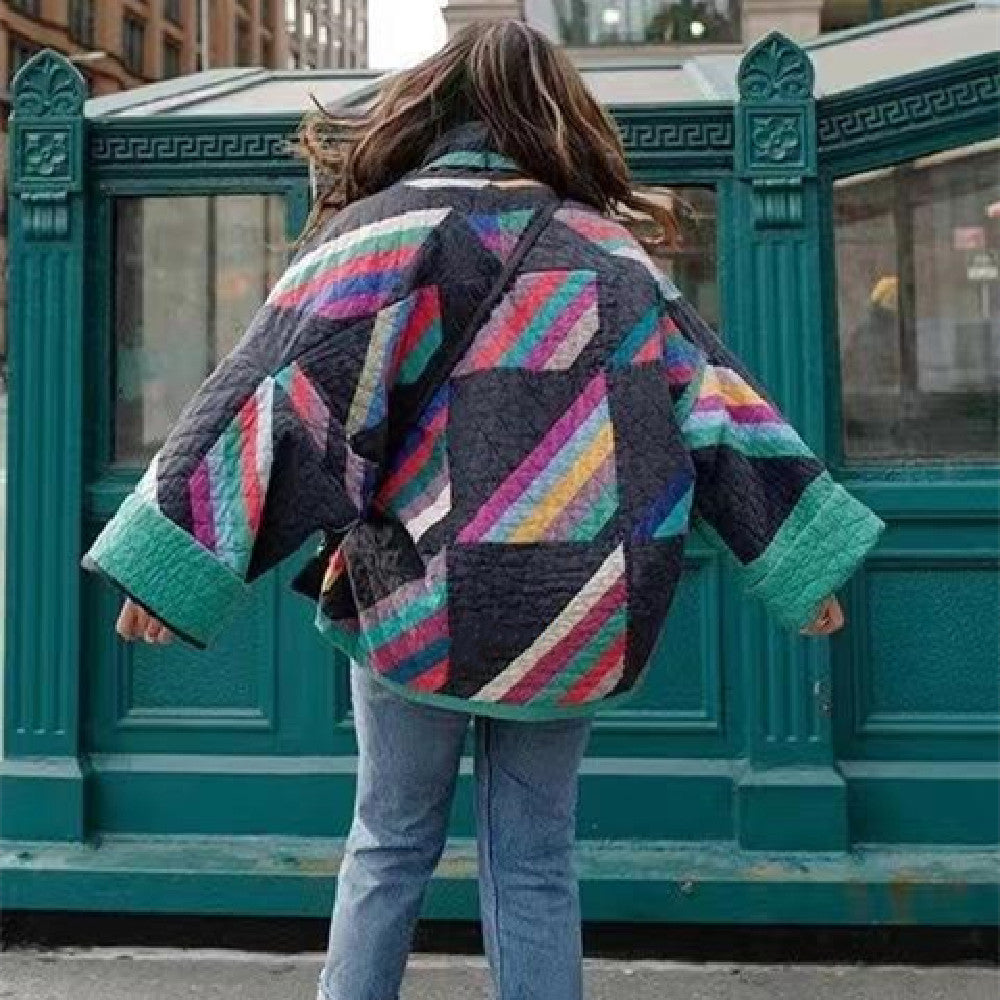 Colorblock Quilted Kimono Jacket