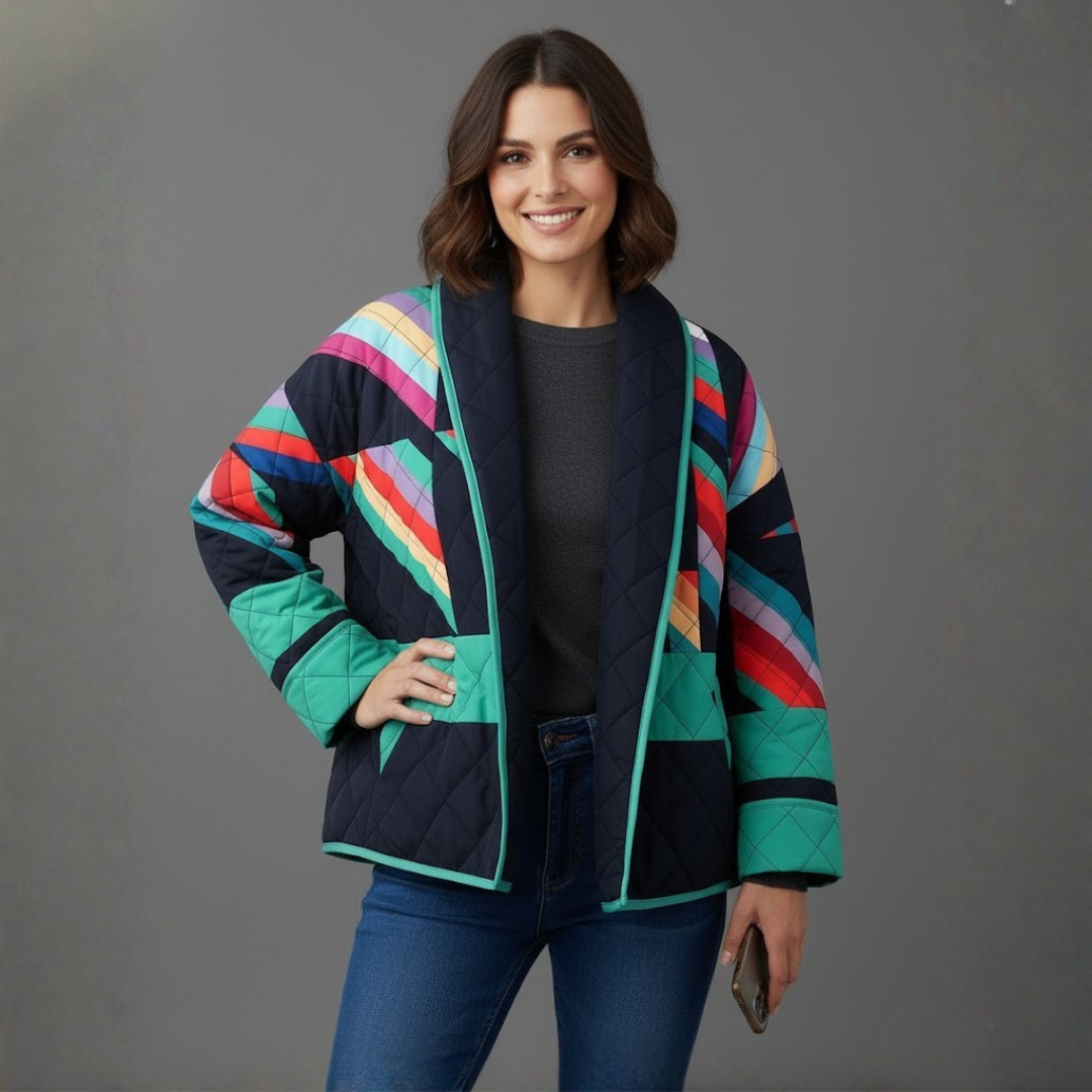 Colorblock Quilted Kimono Jacket