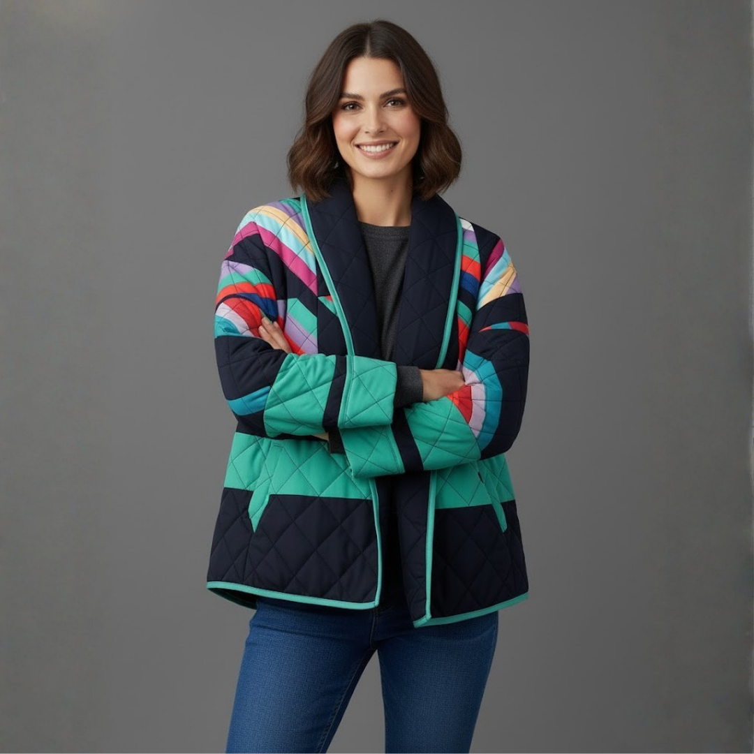 Colorblock Quilted Kimono Jacket