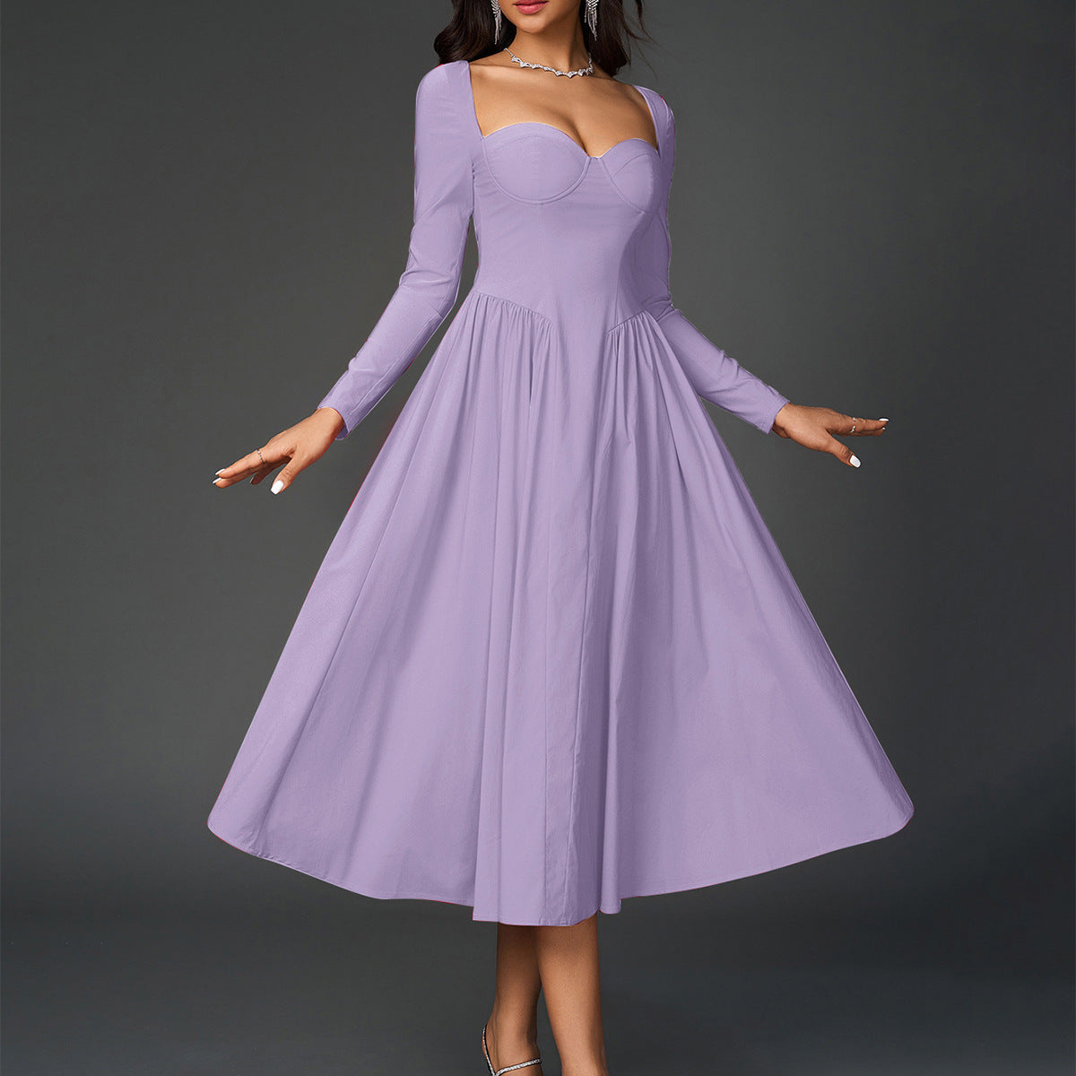 Sophisticated Long Sleeve Midi Dress