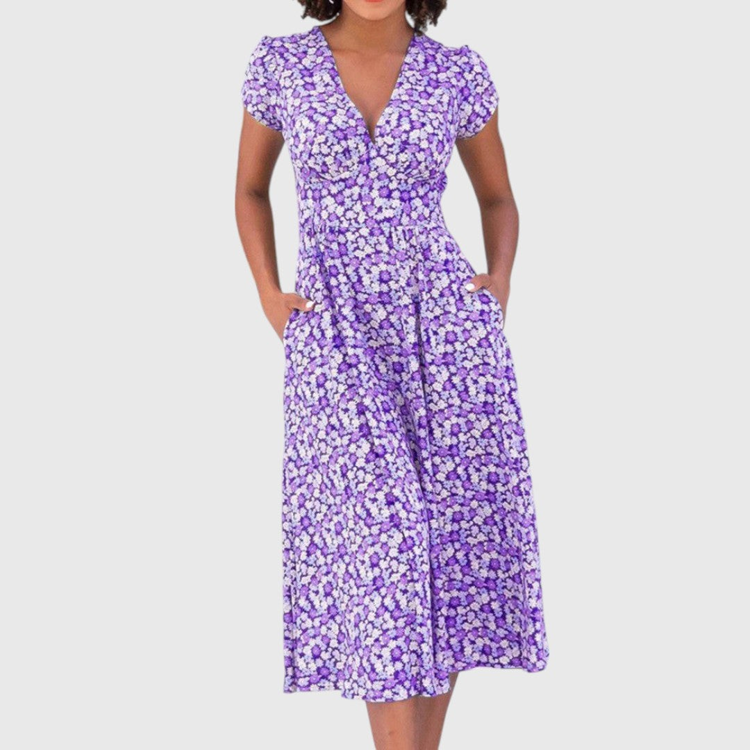 Floral Button Midi Dress