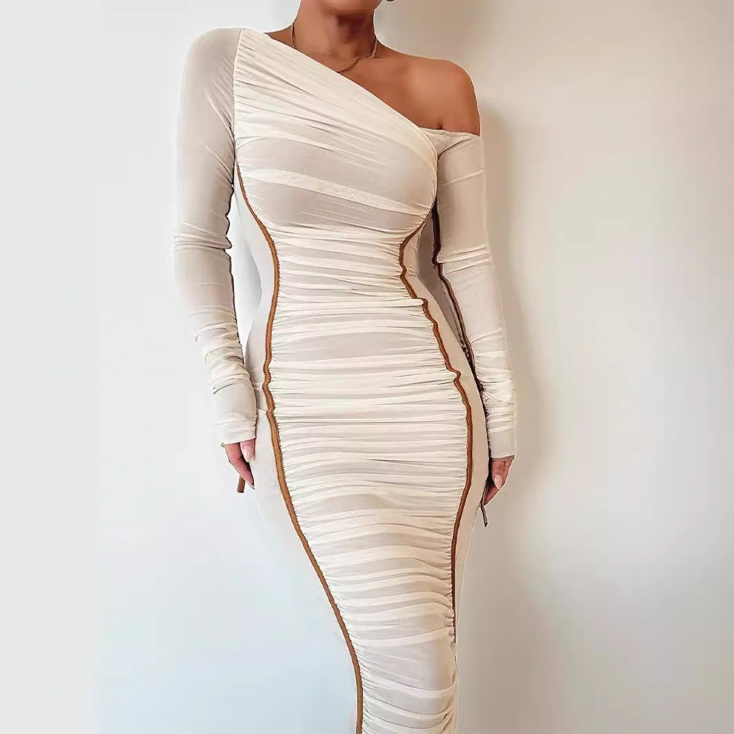 Asymmetric Mesh Bodycon Dress