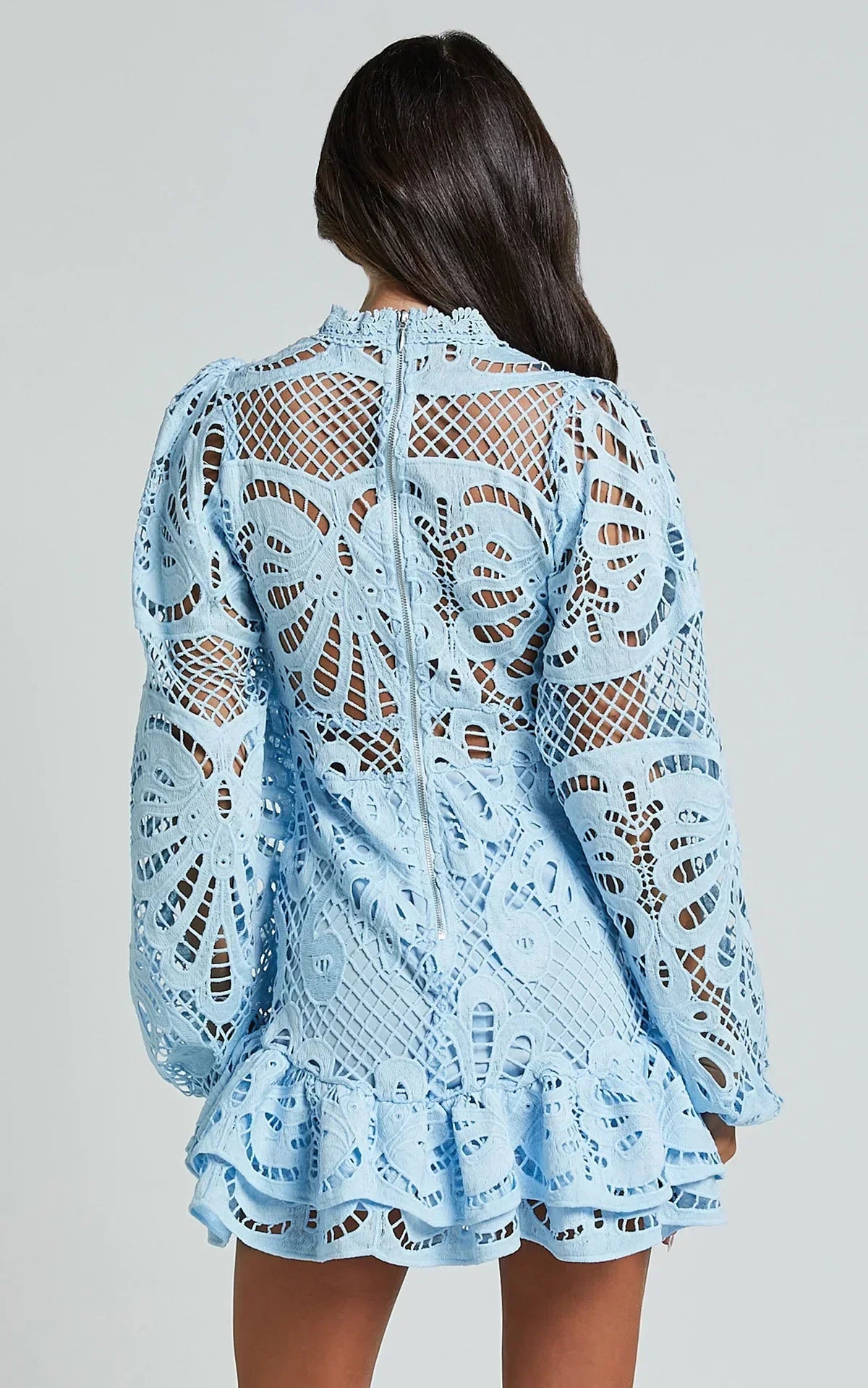Floral Lace Ruffle Mini Dress