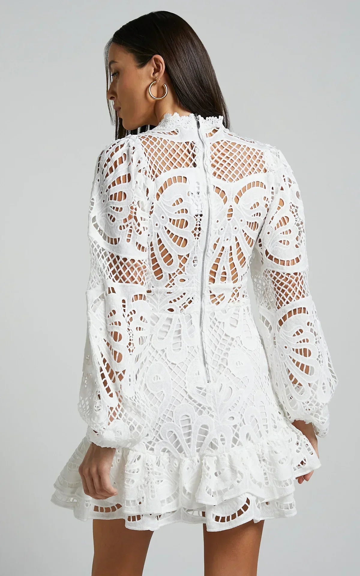 Floral Lace Ruffle Mini Dress