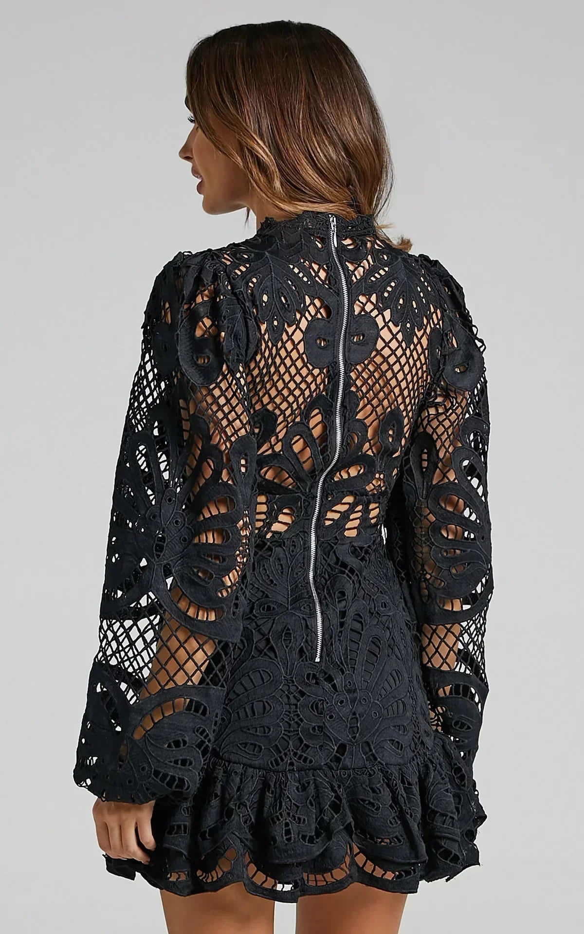 Floral Lace Ruffle Mini Dress
