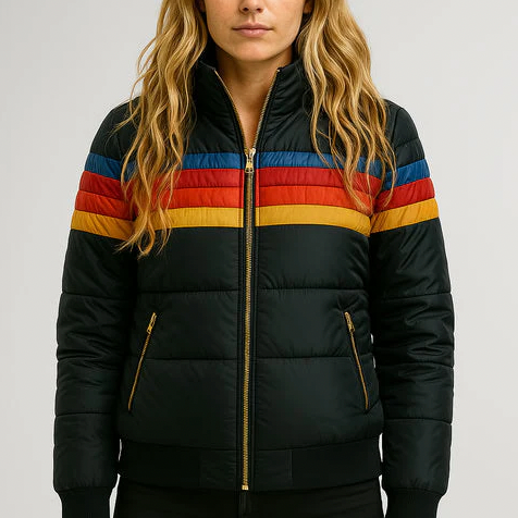 Retro Colorblock Puffer Jacket