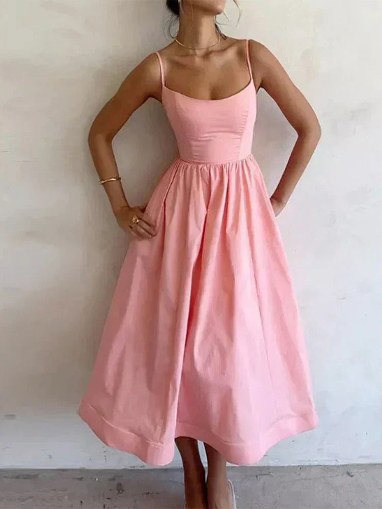 Strappy A-Line Midi Dress