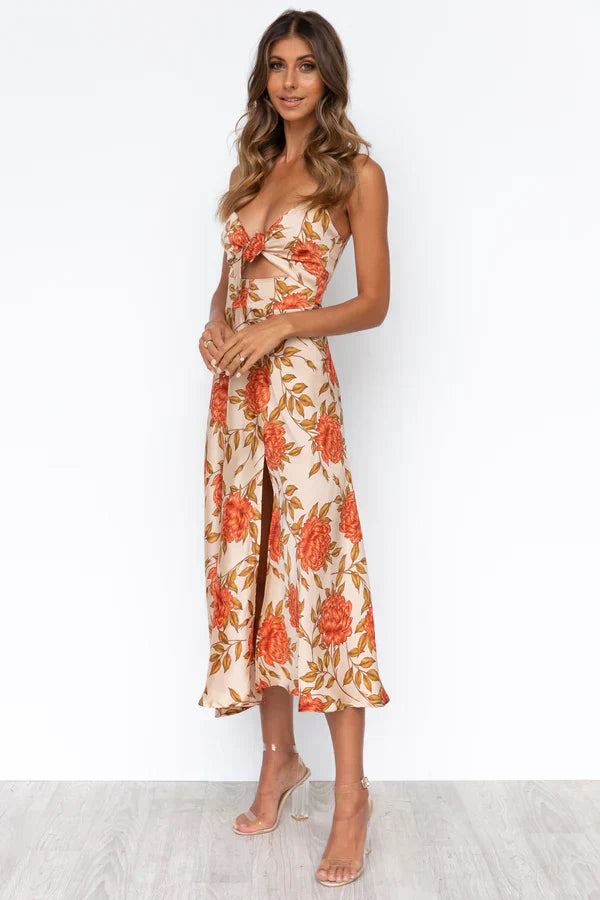 Floral Cut-Out Midi Dress