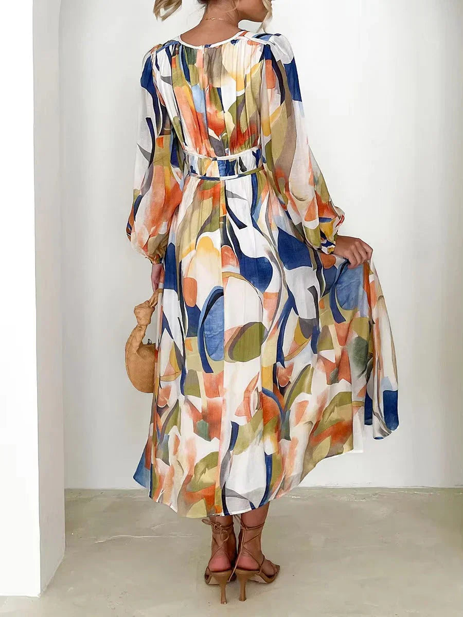 Abstract Print Midi Dress