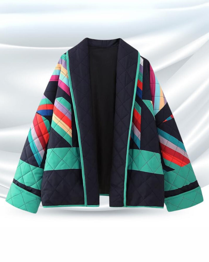 Colorblock Quilted Kimono Jacket