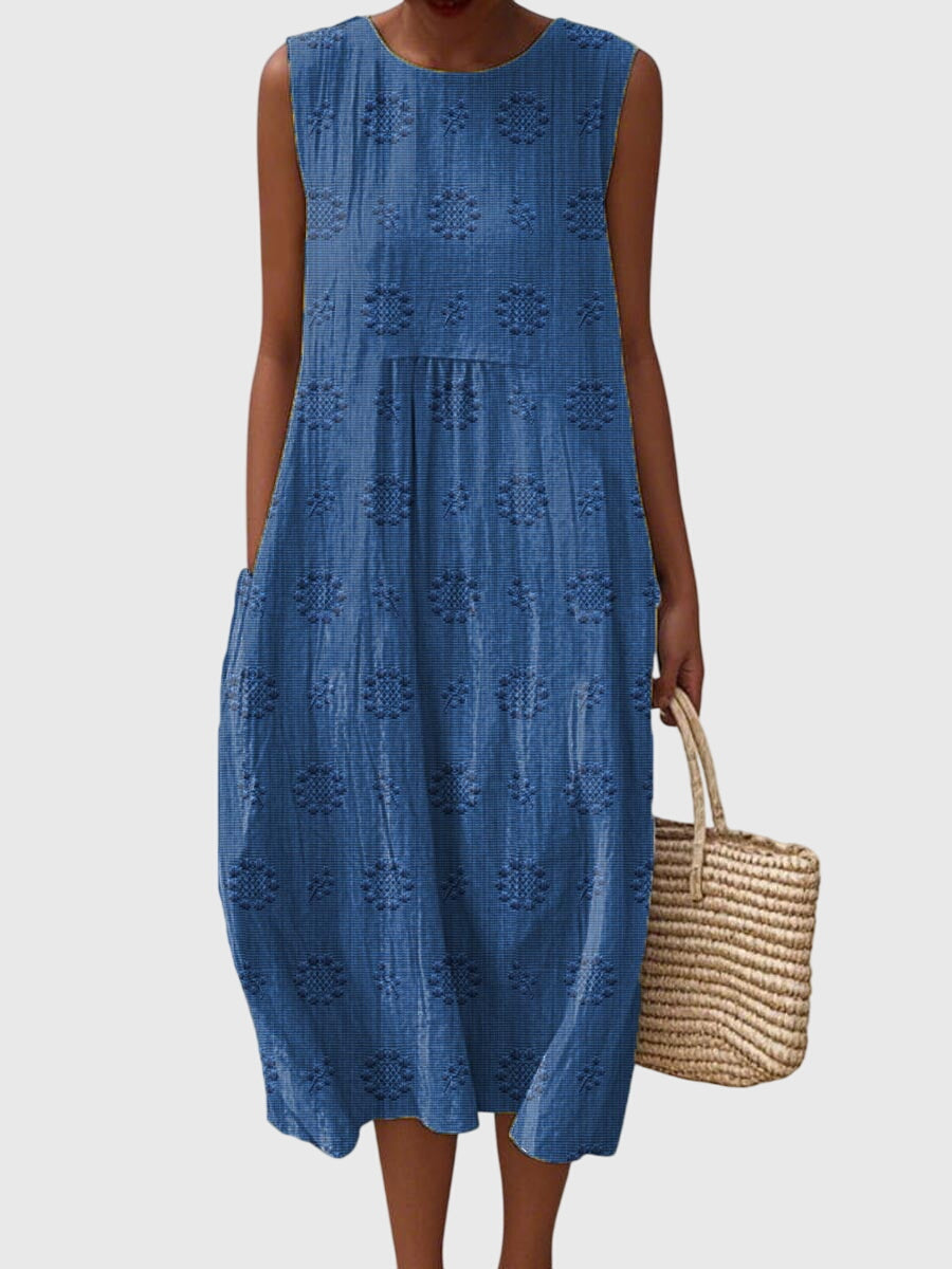 Sleeveless Textured Midi Dress