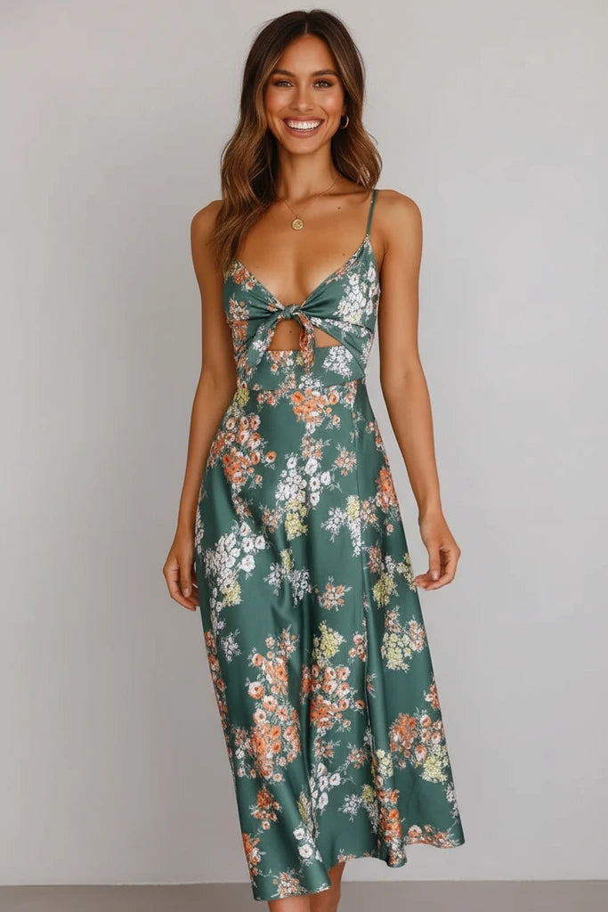 Floral Cut-Out Midi Dress