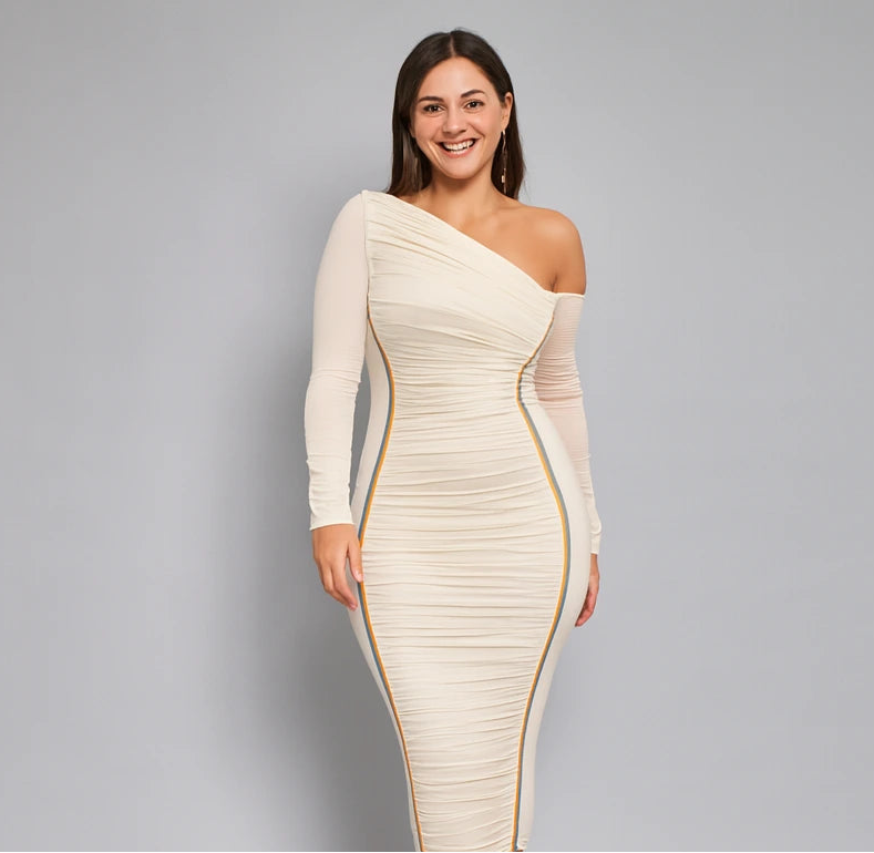 Asymmetric Mesh Bodycon Dress