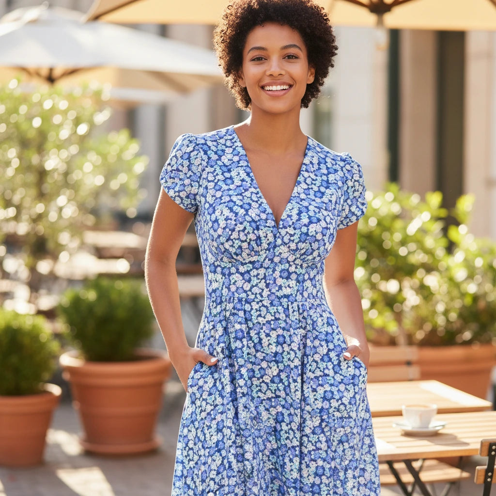 Floral Button Midi Dress