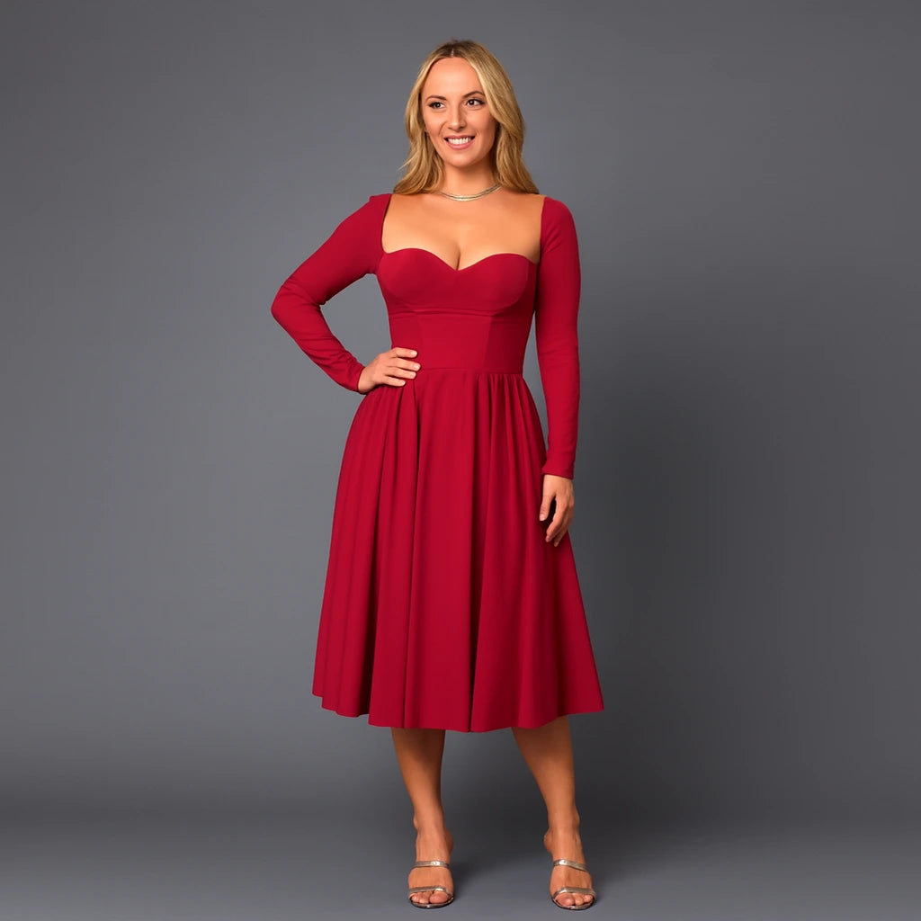 Sophisticated Long Sleeve Midi Dress