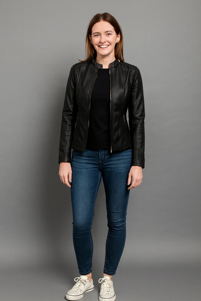 Classic Zip-Up Biker Jacket