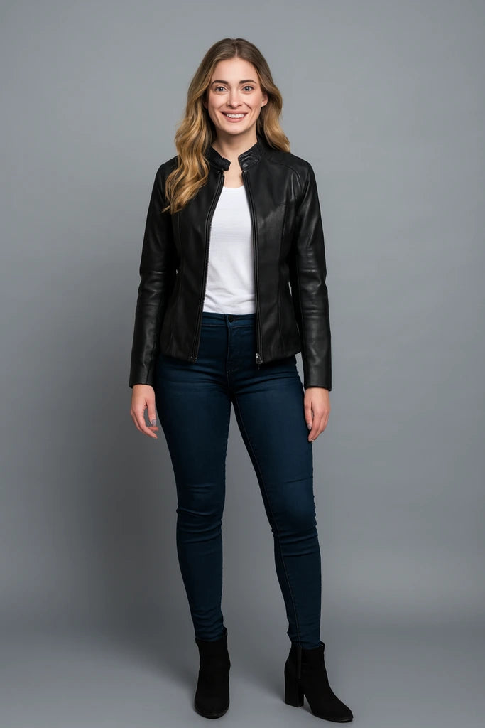 Classic Zip-Up Biker Jacket