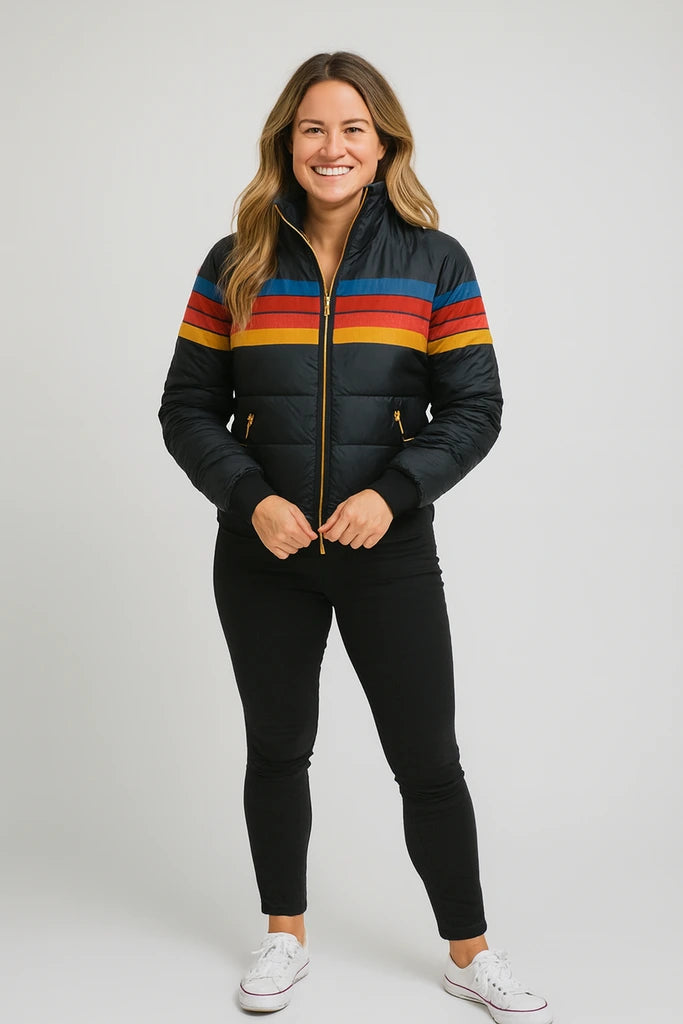 Retro Colorblock Puffer Jacket