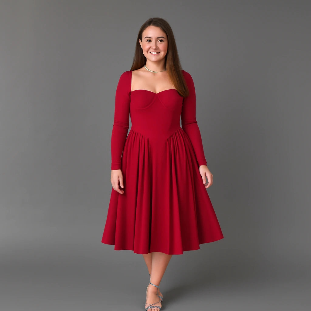 Sophisticated Long Sleeve Midi Dress