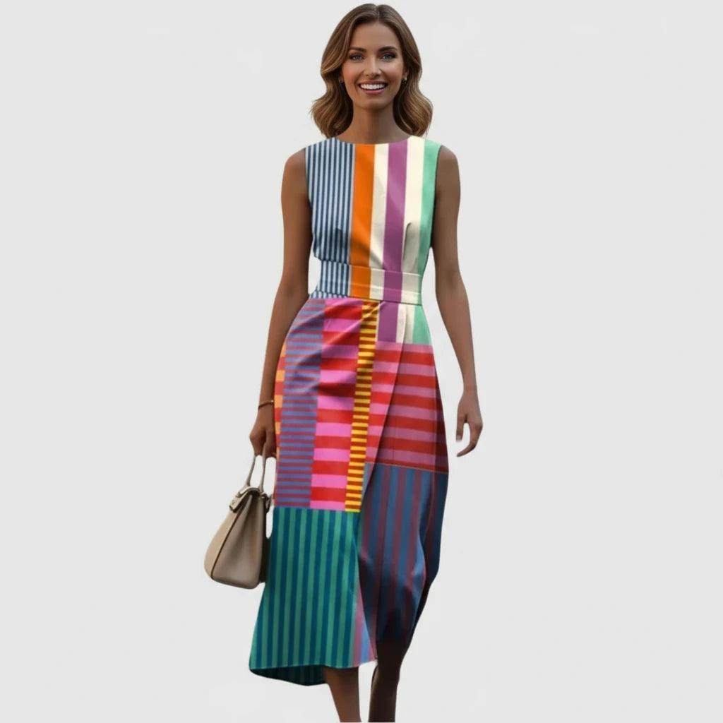 Geometric Colourblock Midi Dress