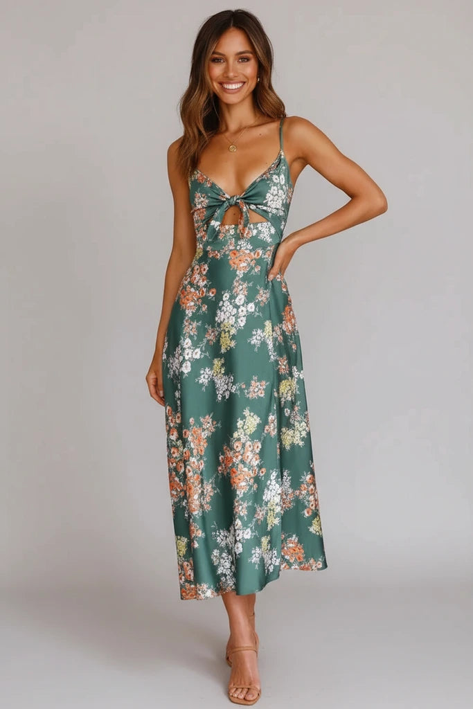 Floral Cut-Out Midi Dress