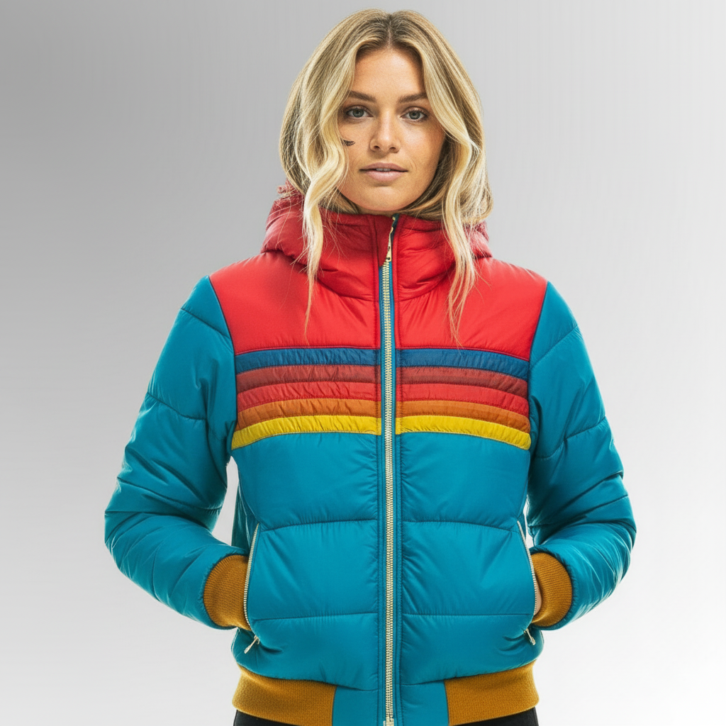 Retro Colorblock Puffer Jacket