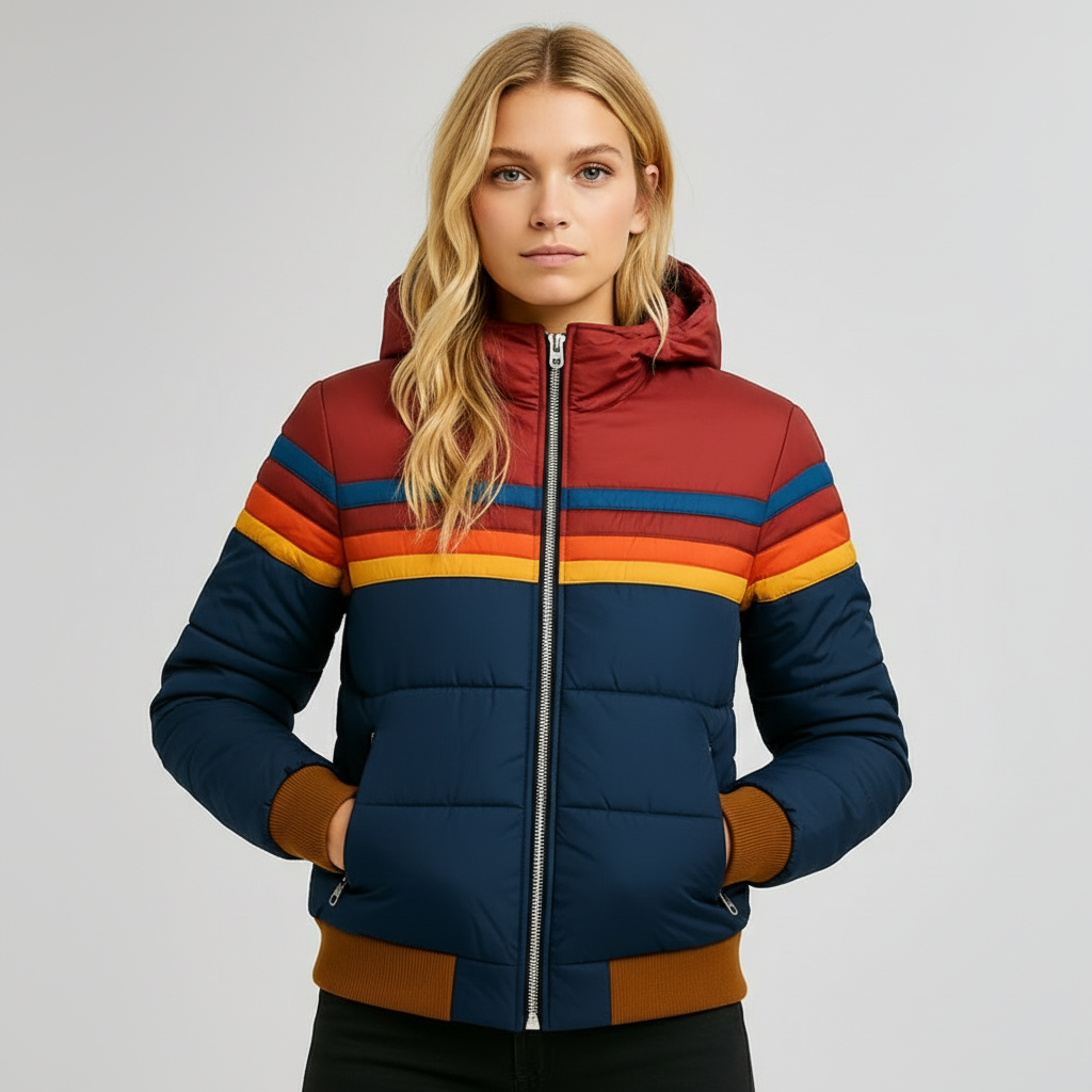 Retro Colorblock Puffer Jacket