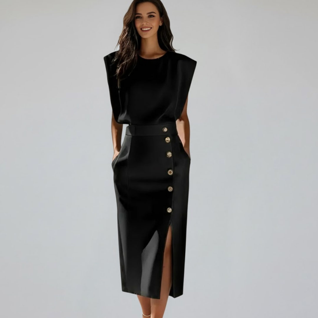 Button Detail Midi Dress