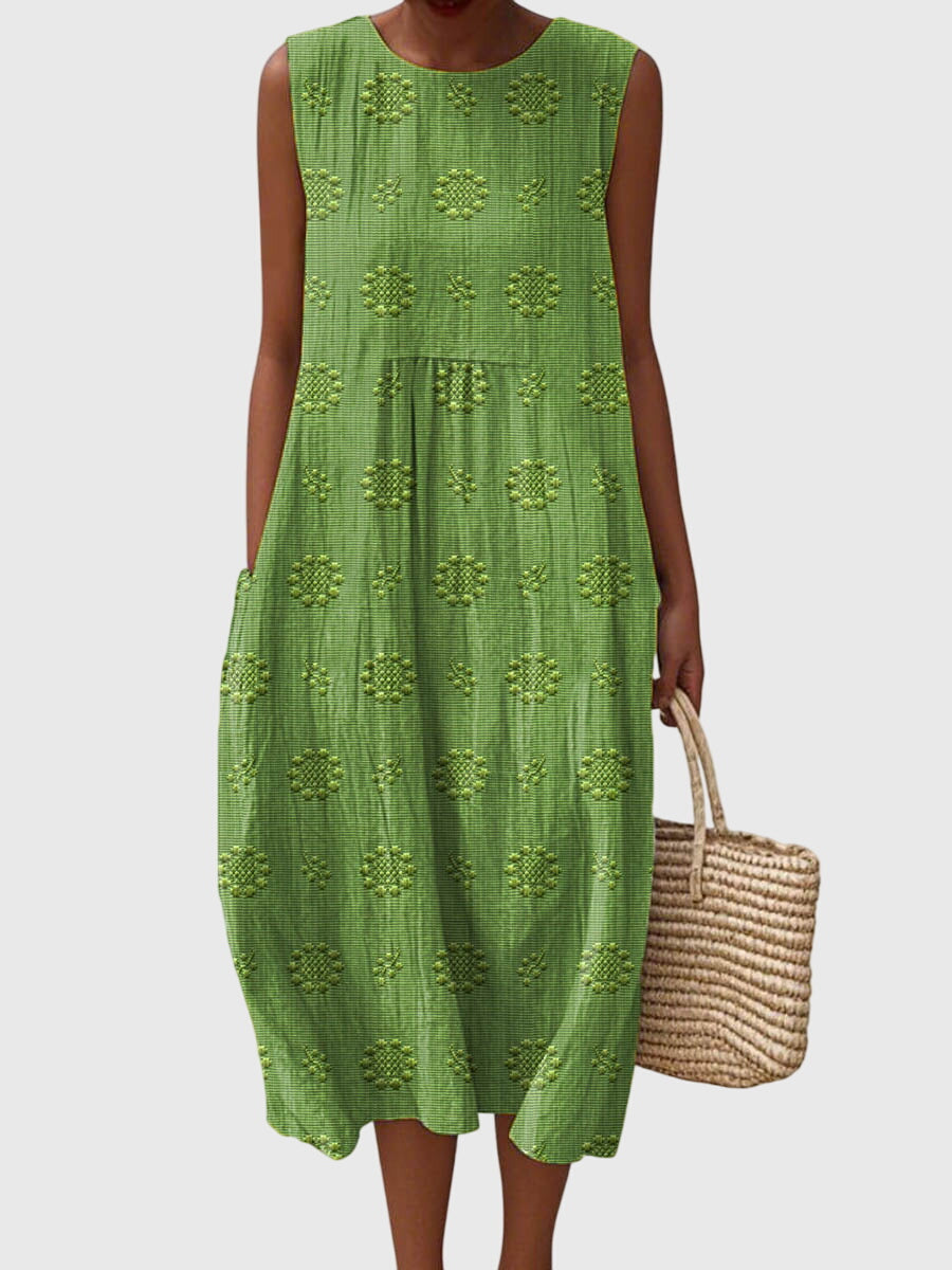 Sleeveless Textured Midi Dress