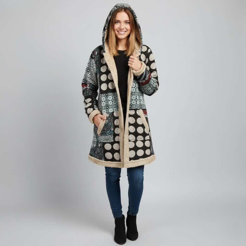 Patterned Hooded Winter Coat