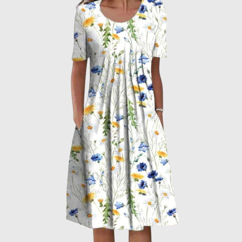 Midi Floral Pleated Dress
