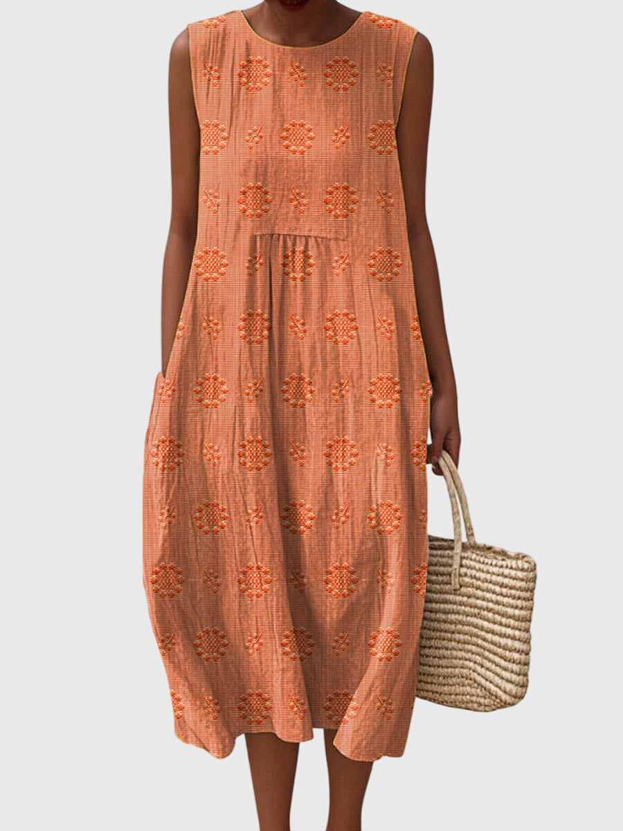 Sleeveless Textured Midi Dress