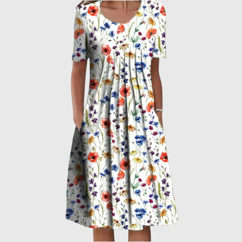 Midi Floral Pleated Dress