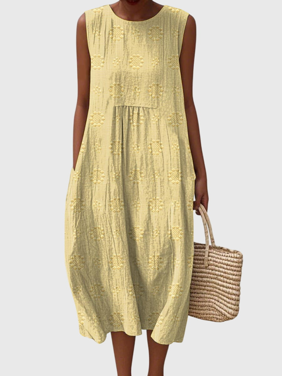 Sleeveless Textured Midi Dress