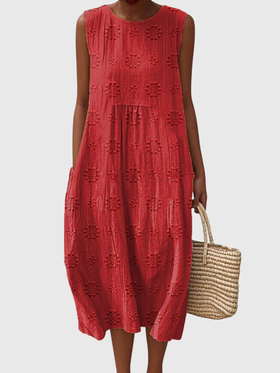 Sleeveless Textured Midi Dress