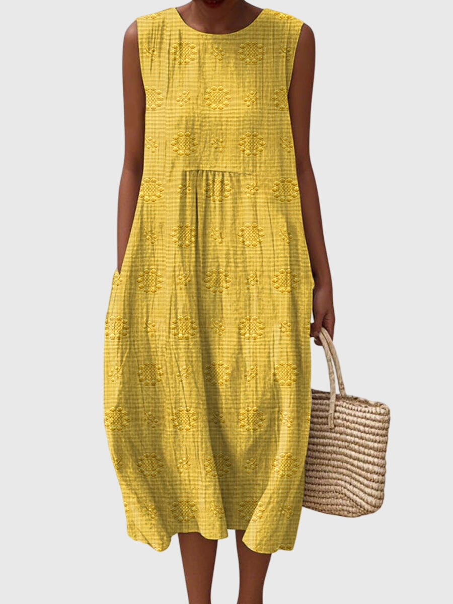 Sleeveless Textured Midi Dress
