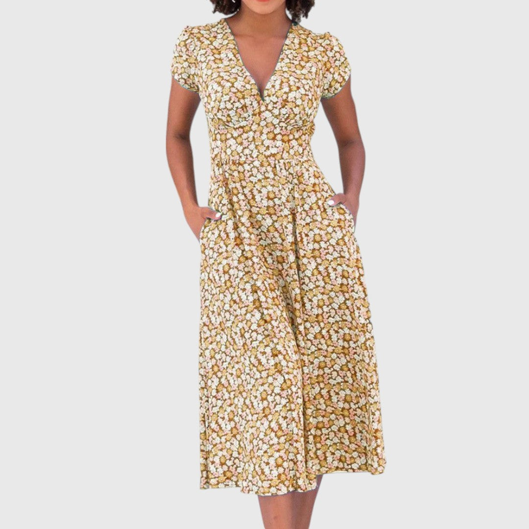 Floral Button Midi Dress