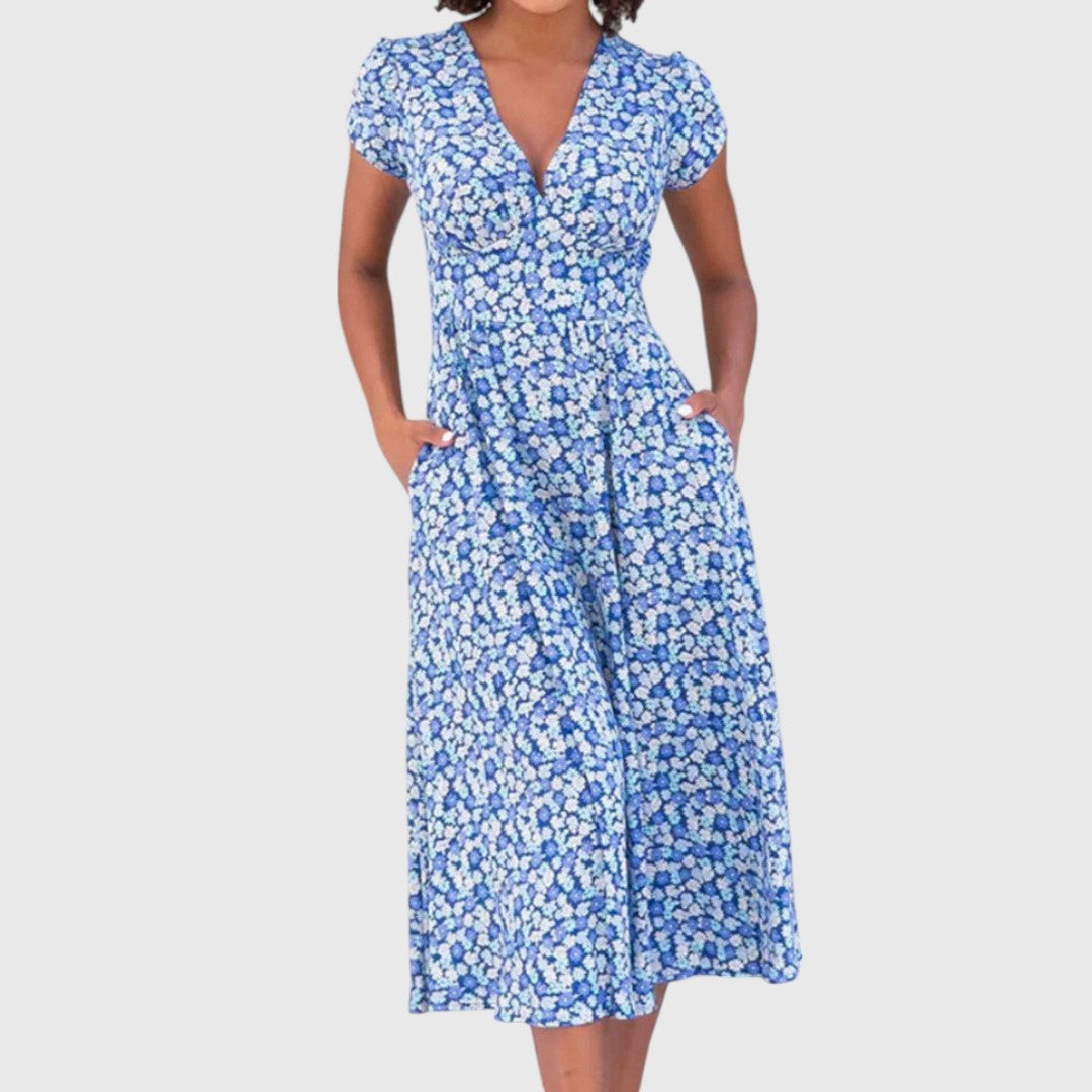 Floral Button Midi Dress