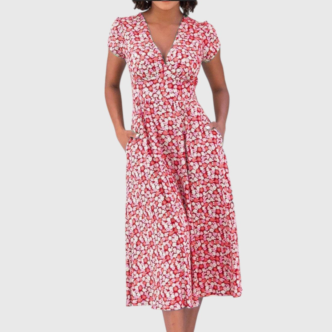 Floral Button Midi Dress